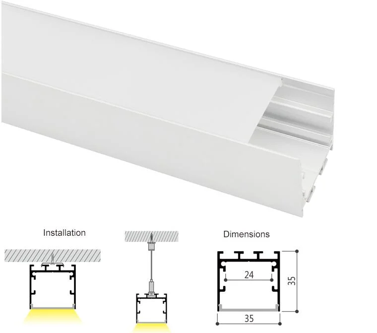 35mm Wide up/Down LED Aluminum Profile for Flexible LED Strip Lights - Anodized Aluminum LED Channel with Cover, End Caps - China