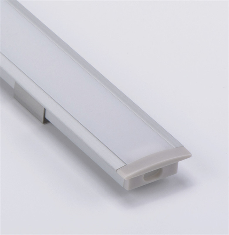 Recessed Extruded U-Shaped 6063 LED Strip Aluminum Extrusion with PMMA/PC Cover Apply to Indoor