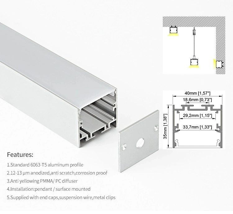 40*35mm LED Aluminum Strip Profile for LED Strip