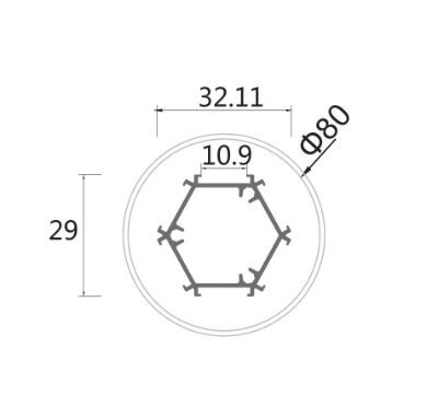 Metal Plug Od80mm Round Tube LED Profile, Popular Sales