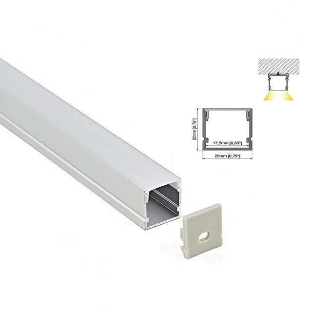 20X20mm Square LED Aluminum Profile Flexible LED Aluminum Strip Mounted U-Shaped LED Aluminum Channel