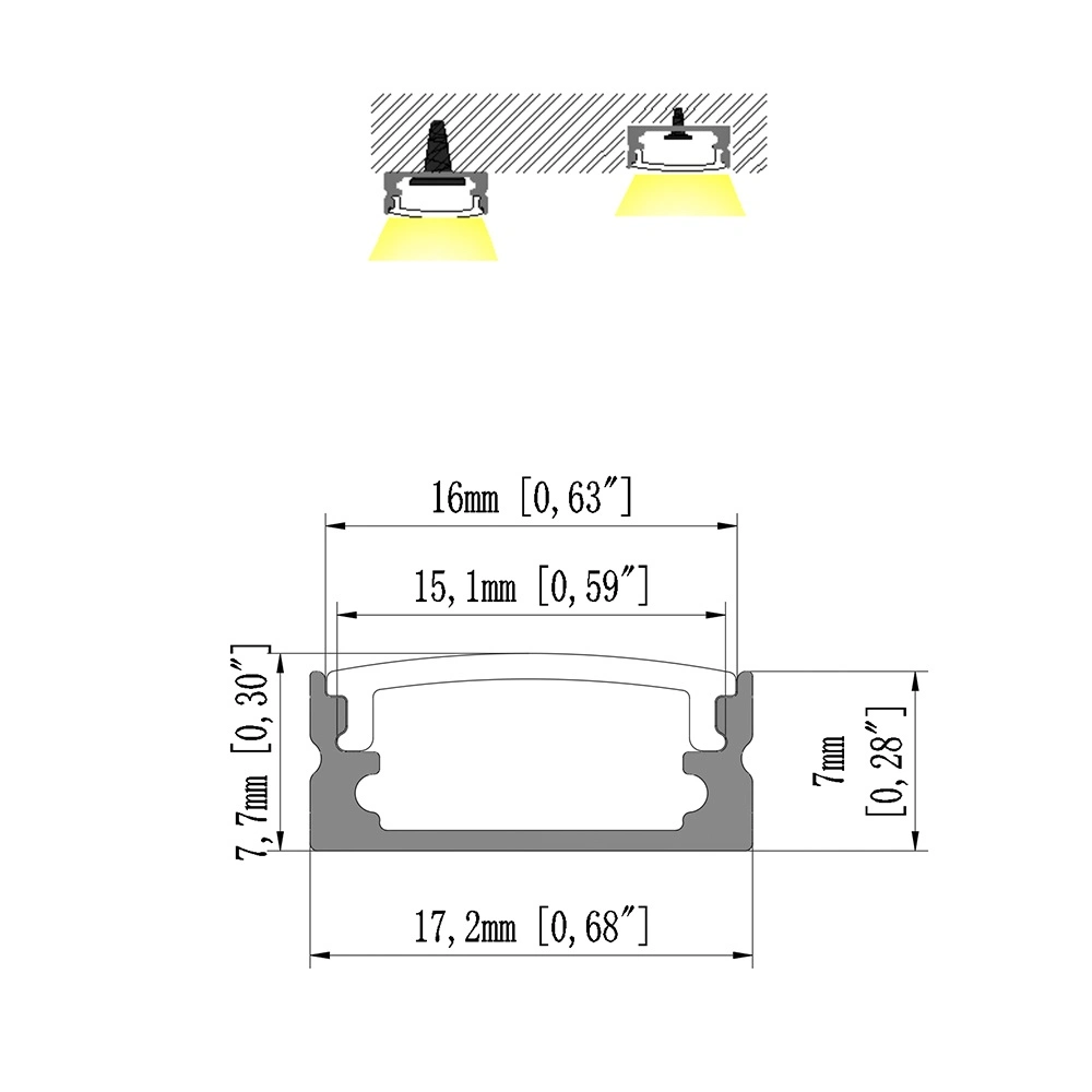 Alu-Tw1707 Competitive Price U Shape Profile Aluminum LED Channel Letter Signs for LED Strip Profile