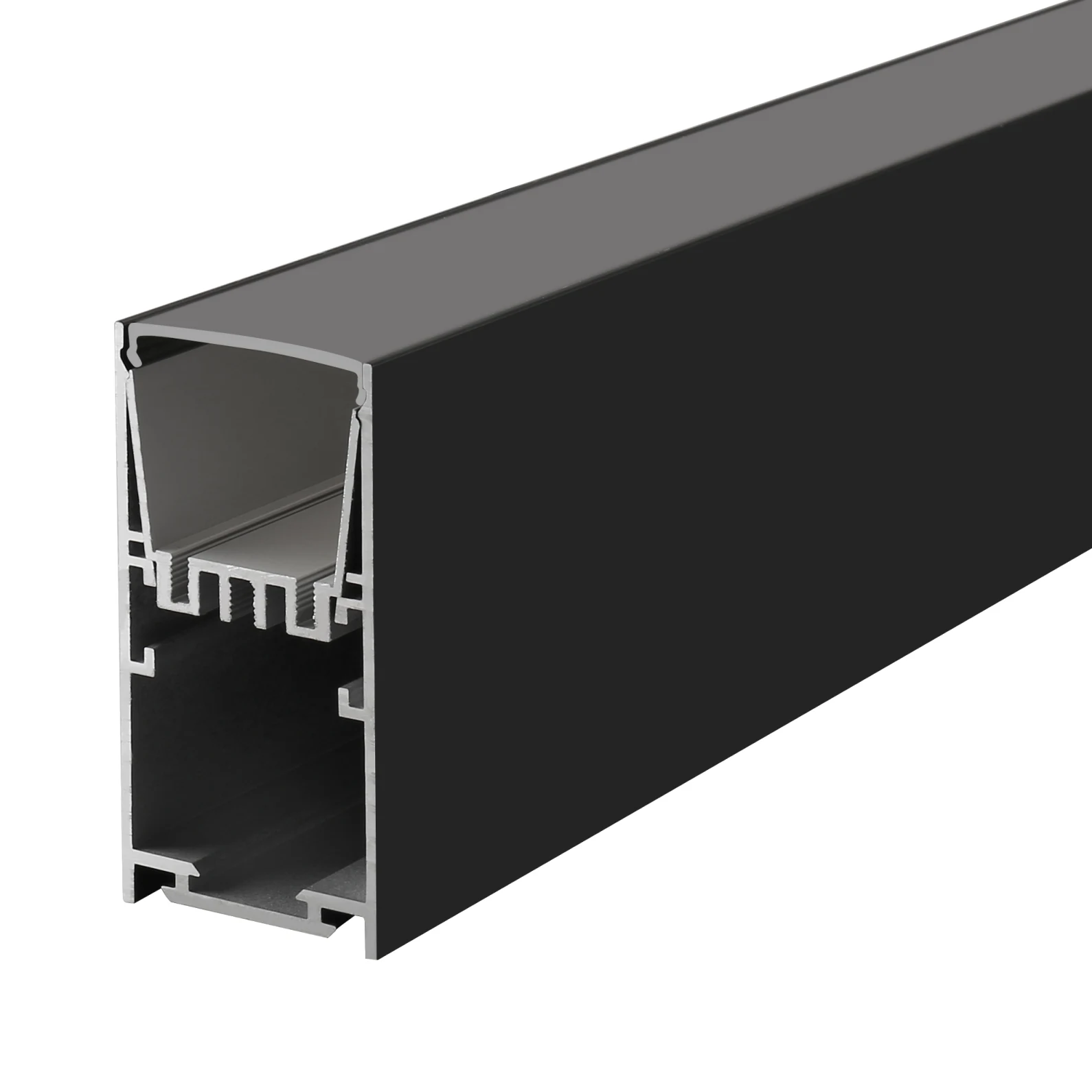 W38xh75mm Anodized Black Diffuser Aluminum Extrusion Profile for LED Linear Light