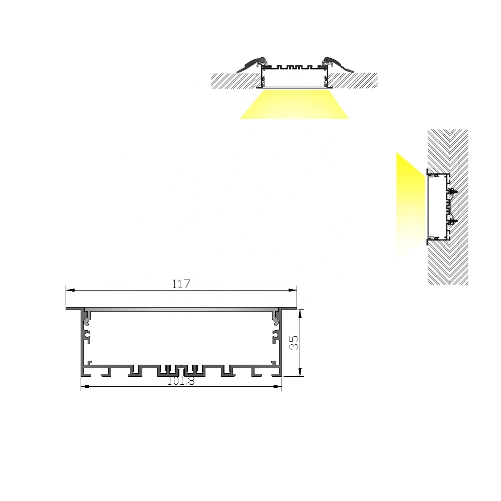 W100*H35mm Large Size LED Aluminum Profiles