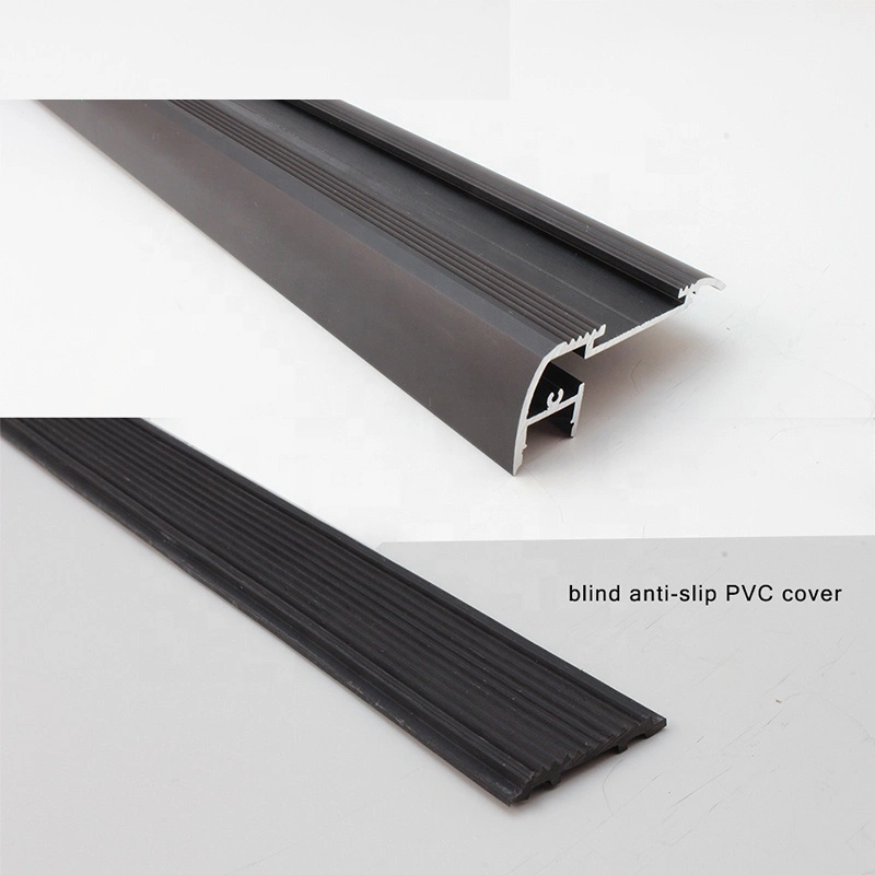 Anodized Black Stair Nosing Aluminum LED Channel Profile for LED Strip Stair Light