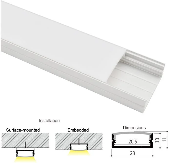 23mm Wide Anodized Aluminum Embedded /Surface Mount LED Profile for LED Strip Lights - China