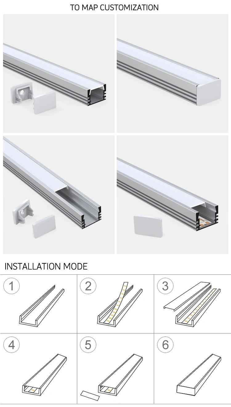 Custom Surface Slim Alu Strip Extrusion Heatsink Light Channel LED Strip Light Aluminum LED Profile