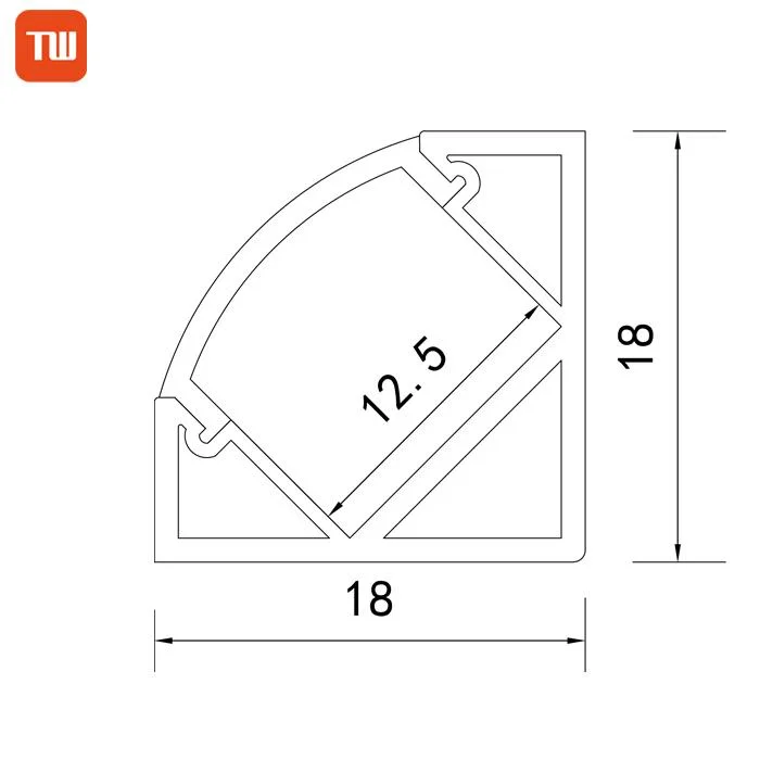 18*18mm Heat Sinking Corner Line Aluminum Profile for LED Strip Light V Shape Surface Mounted Corner Aluminium LED Profile