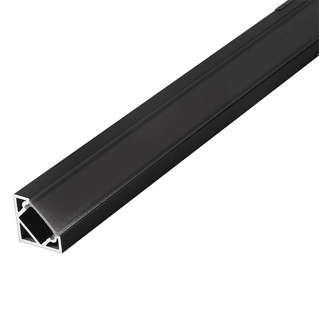 Surface Mounted Corner 16X16mm Black Anodized Aluminium LED Profile with Black Diffuser