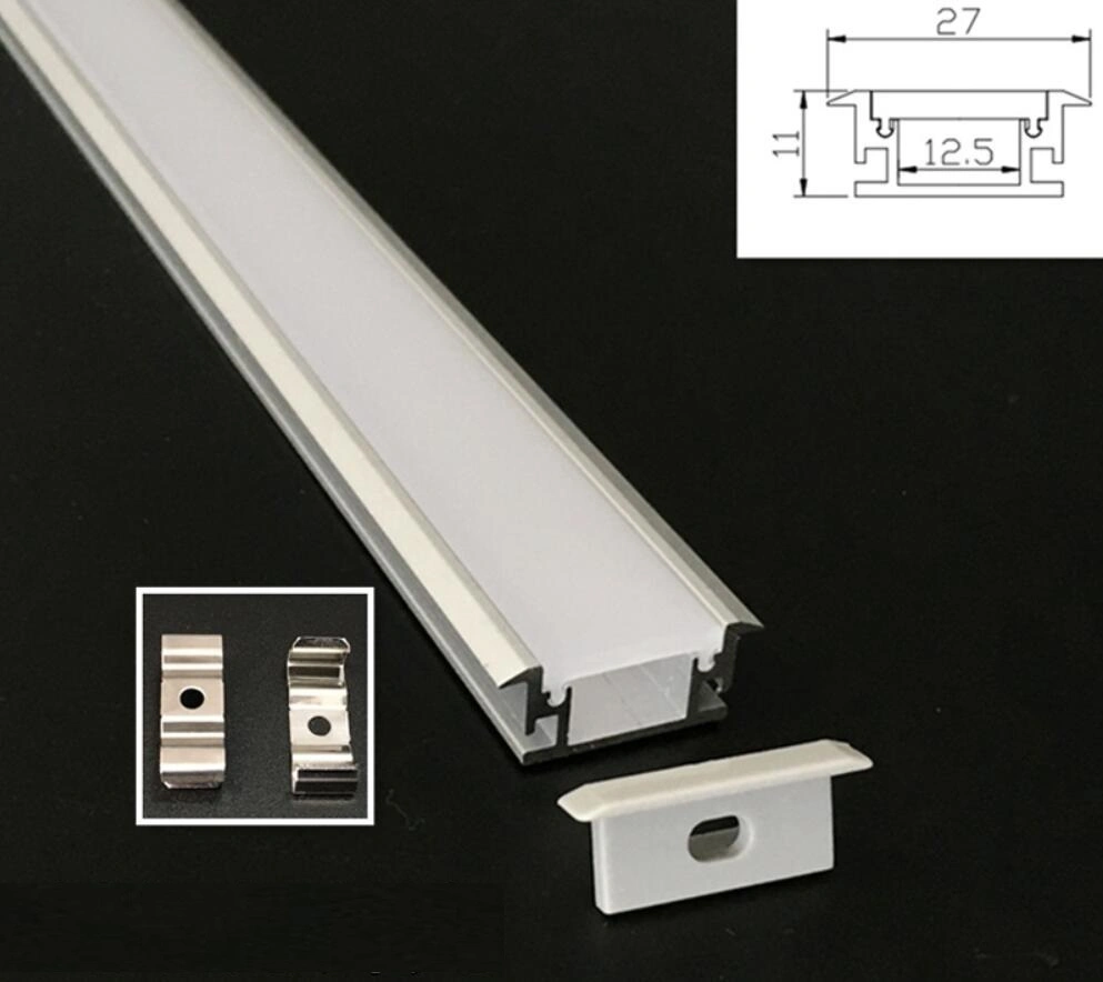 Recessed LED Aluminum Profile with PC Cover End Caps and Mounting Clips for LED Strip