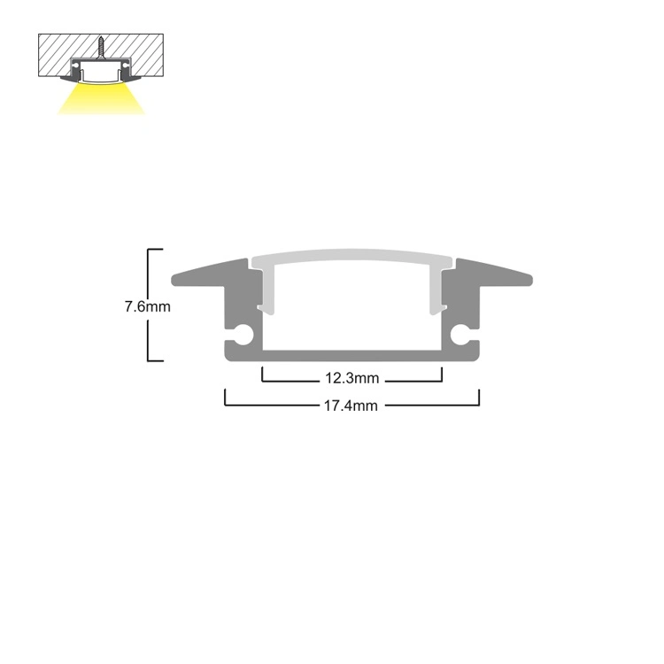 17X7mm 12mm High Light Output Linear Light Aluminum Strips Extrusion Thin LED Aluminum Profile