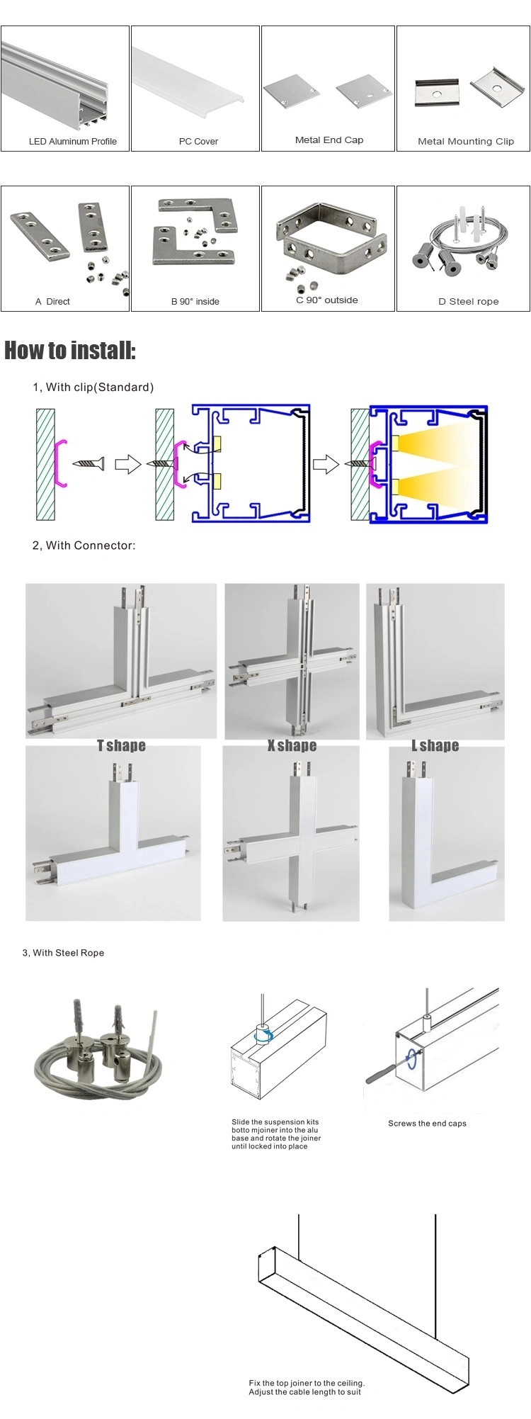 Surface Mounting Aluminum Profile Wide PCB LED Strip Light Channel Alu Profile Extrusion Aluminum Profile