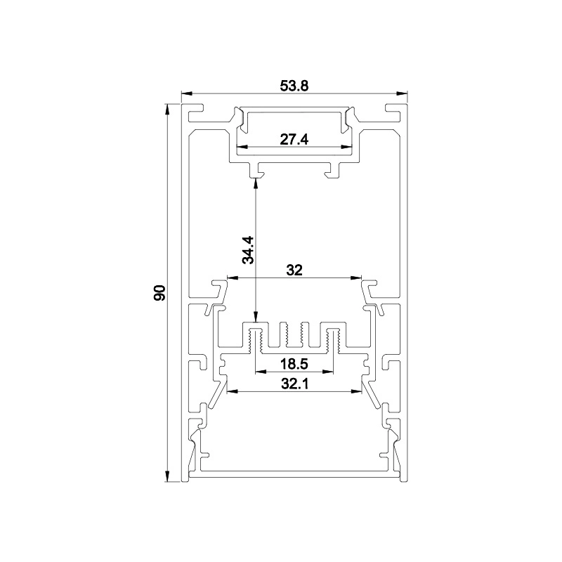 W53.8*H90mm LED Aluminum Profile for up and Down LED Light