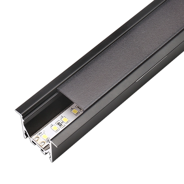 New Black Square Channel 50*35mm Recessed Ceilings Silm Profile LED Aluminum Profile with Black Diffuser for Drop T Bar