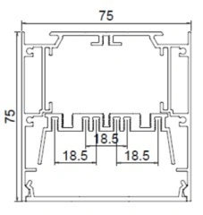 75mm Width Square Shaped Pendant LED Aluminum Profile for LED Strip Light